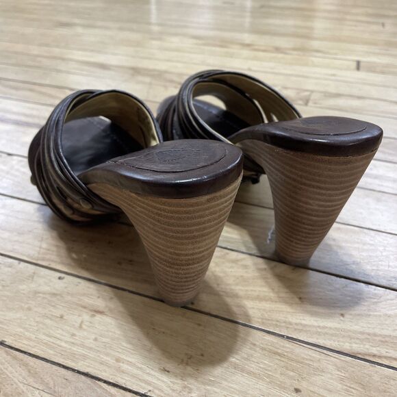 Frye Heel Platform Sandals Women 7M Brown Leather Strap Reese Multi Slide Boho 7 - Picture 10 of 16